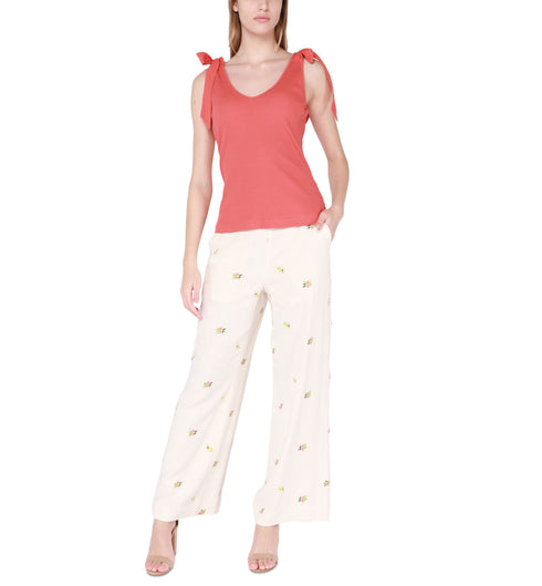 Women's Tie-Shoulder Ribbed Knit Sleeveless Top